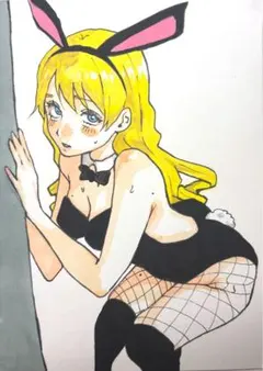 アナログイラスト　バニーガール　創作　女の子