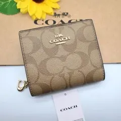 COACH 折り財布 新品 カーキ ブラック 新作カラー レディース