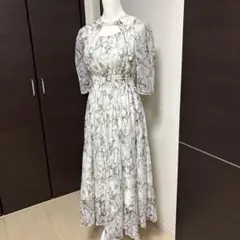 【JILLSTUART】花柄ロングワンピース 七分袖