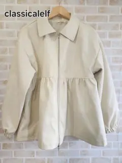 classicalelf フェミニンペプラム仕立てのフェイクレザージャケット　M