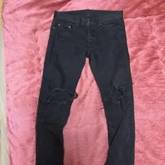 FUGA ダメージ加工 デニムパンツ ブラック サイズ44 - メルカリ