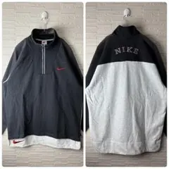 90s ヴィンテージ NIKEナイキ　銀タグ　ハーフジップスエット　スウェット