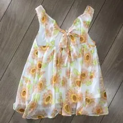 美品　ワンウェイ　M ひまわり　チュニック　オレンジ　ギャル　花柄