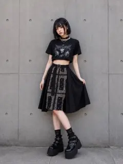 Candy Stripper ペイズリー切替スカート M 美品 ミモレ丈 日本製のサムネイル