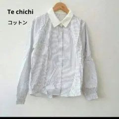 【美品】テチチ Te chichi 綿100% ストライプ柄シャツ 清涼感 F