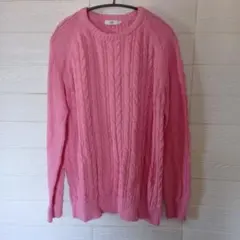 コットン 100%ケーブル編み ニット M ピンクレディース海外古着
