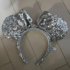 ミニーマウス スパンコールカチューシャ シルバー