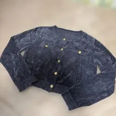 ベロアライク金ボタンニットカーディガン　グレー　Ｍサイズ　美品