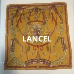 LANCEL ランセル　ベルト柄スカーフ　茶系シルク100% 絹100のサムネイル