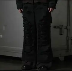 GRANCY スウェットドッキングデザインダメージバギーデニムパンツ S