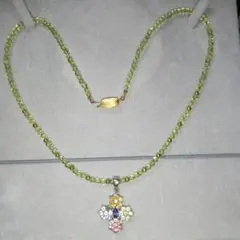 美品❣️天然石トップ付きペリドットネックレス