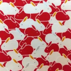 夢色百景 うさぎ 和柄 綿シーチング 77×81cm