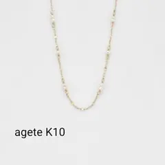 現行品 agete K10パールネックレス ゴールド ペタルチェーン - メルカリ