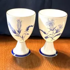 美品 フランス カンペール焼きQuimper 陶器 エッグカップ エルミーヌ 