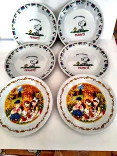 スヌーピー・フランダースの犬柄皿 4+2枚セット