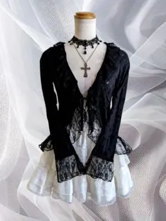 フェアリーグランジ ダークコア ゴスロリ ゴシック クラロリ フリル カーデ