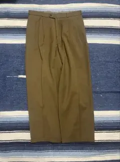 80s Burbeerys ボーダー ウール ワイドスラックス 極太 ノータック