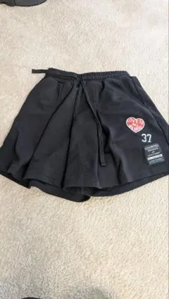 ハート刺繍 黒 キュロットスカート