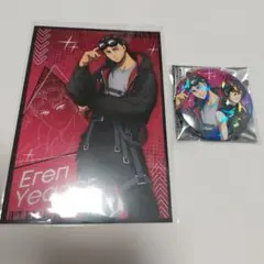 進撃の巨人 　サイバーパンク 特典　ポストカード　エレン　缶バッジ　&ミカサ