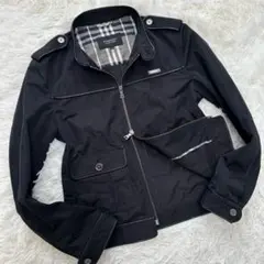 【極美品/M】バーバリーブラックレーベル ジャケット メガノバ ダブルジップ 黒