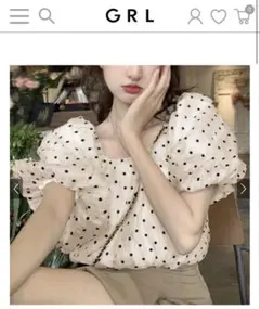 GRL ドット柄シアーバルーンスリーブブラウス[ac2247]