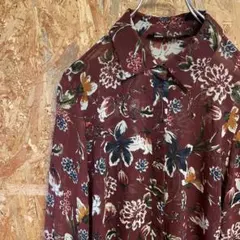 AE9123 ZARA BASIC 長袖シャツカーディガン ワインレッドのサムネイル