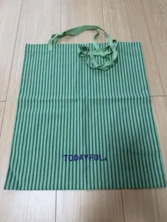 【新品】TODAYFUL トートバッグ　グリーンストライプのサムネイル