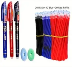 ボールペン3本セット（黒・青・赤 各1本） + 替え芯80本付き