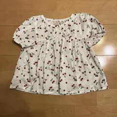 petit main チェリー柄 半袖ブラウス 100
