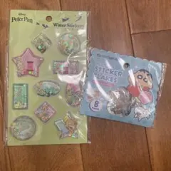 ティンカーベルウォーターシール　クレヨンしんちゃんおはじきシール　シールまとめ