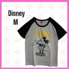 [Disney] ミッキーマウスプリント　Tシャツ　ラグラン　Mサイズ　訳あり