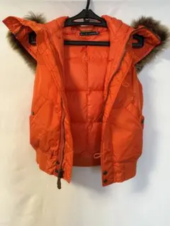 Ralph Lauren ダウンベスト XS オレンジ フェイクファー付き
