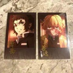 鬼滅の刃　ダイニング　箔押しチェキ風ブロマイド　善逸、獪岳セット