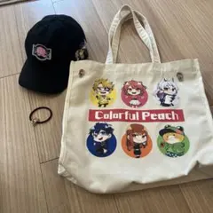 Colorful Peach トートバッグ ピンバッジ　ヘアゴム　キャップ