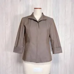 【a.v.v】7分袖 比翼ボタンジャケット 羽織り オフィスカジュアル ブラウン