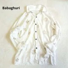ババグーリ ヨーガンレール 刺繍 シャツ ブラウス 花柄 ホワイト