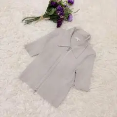 rienda ニットトップス ラメ入り フロントジップ フェミニン キレイめ