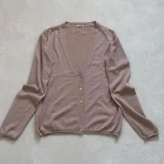 MIU MIU カシミヤシルク Vネック カーディガン ピンクベージュ 42