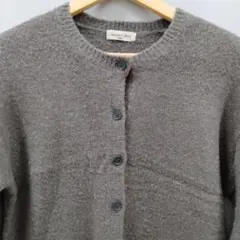 サマンサモスモスウール混紡 グレー ボタン付きカーディガン
