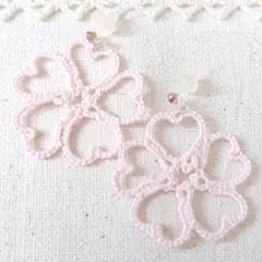 タティングレースのピアス(ピンク)