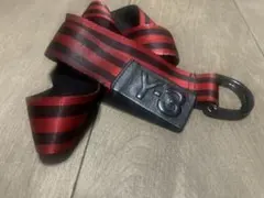 Y-3 赤黒ストライプ ベルト