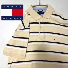 トミーヒルフィガー 半袖 ポロシャツ L ベージュ ボーダー
