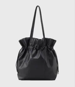 新品OPAQUE.CLIP ソフト合皮巾着ドローストリングトートバッグ　黒