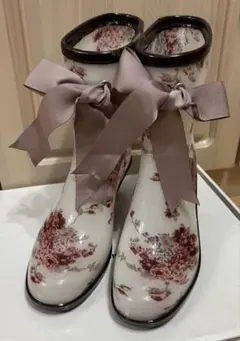 新品L'EST ROSE レインブーツ 花柄 リボン Mサイズのサムネイル