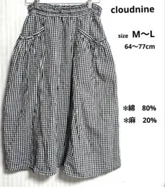 cloudnine レディース　コットンリネンロングスカート　M〜L チェック柄のサムネイル