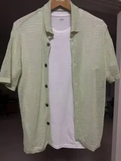 ヴァンドリ メッシュカーディガン ライトグリーン