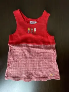 ミキハウス 赤 チェック柄 ジャンバースカート 90cm