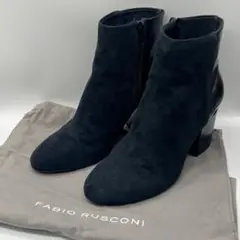 ファビオルスコーニ ツートン ショートブーツ ブーティ 太ヒール ネイビー 35