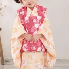 キャサリンコテージ　いにしえ華車黄×桃被布ピンク 着物　七五三 キャサリンコテージ いにしえ華車黄×桃被布ピンク 着物 七五三 - メルカリ