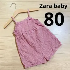 Zara ロンパース　キャミソール　オーバーオール　チェック　夏　サロペット